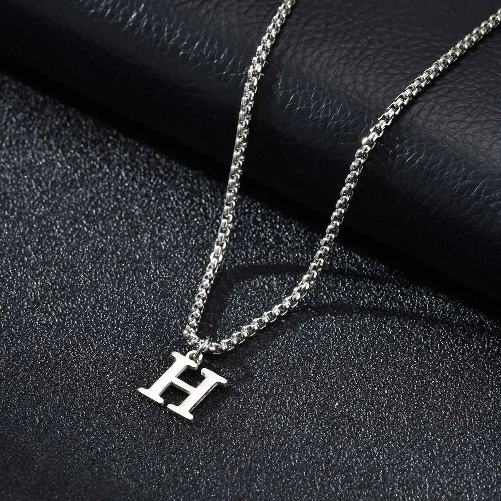 Minimal A-Z Initial Necklace for Men | Stainless Steel Letter Pendant lifestyle view