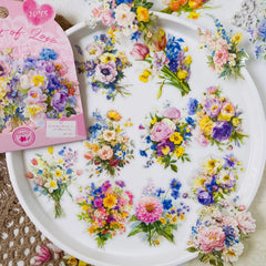 Vintage Floral PET Sticker Pack | 20 Transparent Decals for Junk Journaling