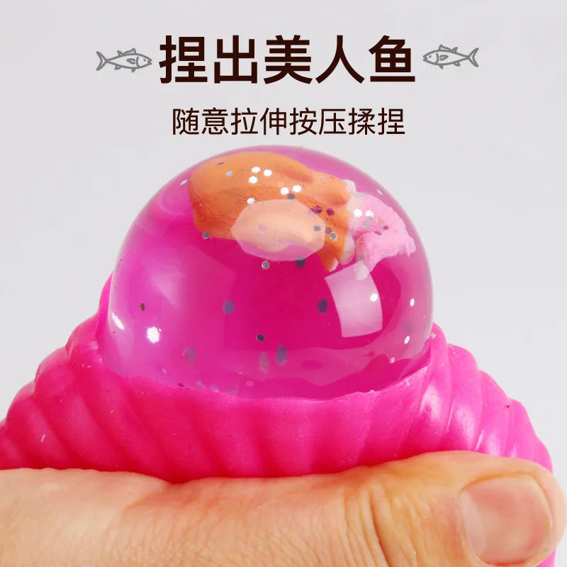 Creative Hand Pinch Shell Decompression Toy Trick Decompression Mermaid Ball Classi additional angle