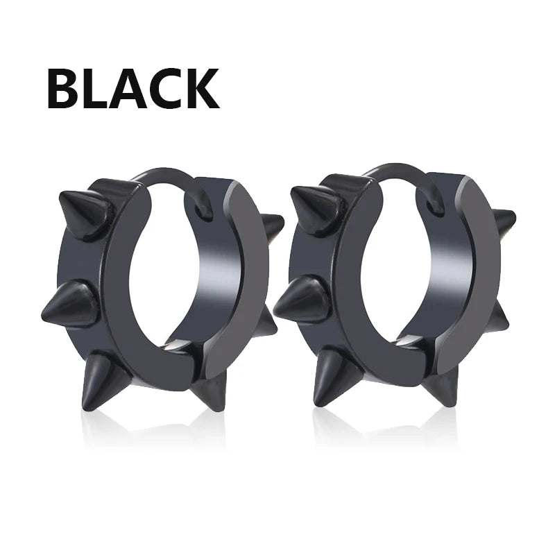 1 /11 Pairs Punk Stainless Steel Stud Earrings Black Earrings Set For Men Women Vinta alternate view