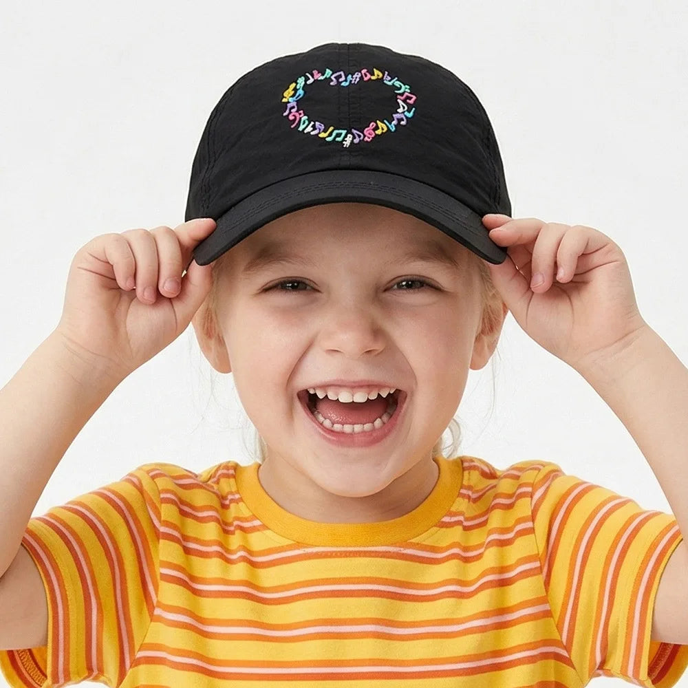 Embroidery Heart Children Baseball Cap for Girls | Ponytail Friendly Sun Hat detail view