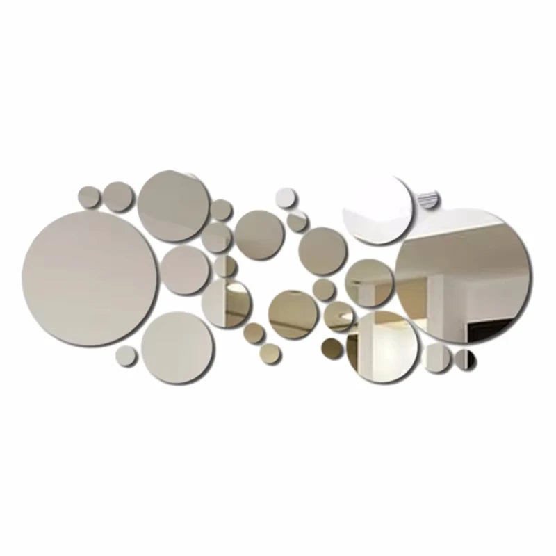 26pcs Round Acrylic Mirror Stickers | Self-Adhesive Wall Decor for Bathroom and Kitch lifestyle view