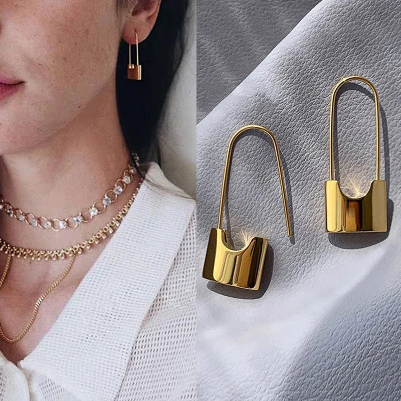 Geometric Metal Hoop Earrings for Women | Trendy Fashion Jewelry Set detail view