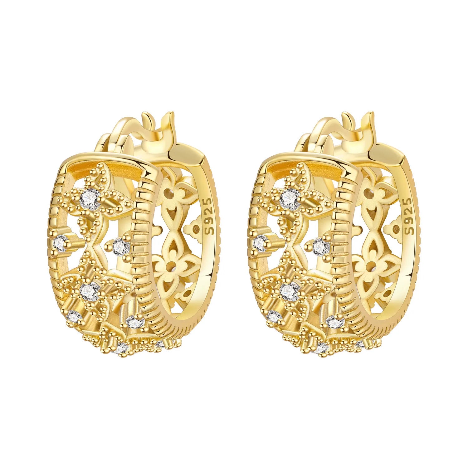 Original 925 Sterling Silver Planet Starlight Earrings Fashion 18K Gold Hoop Earring lifestyle view