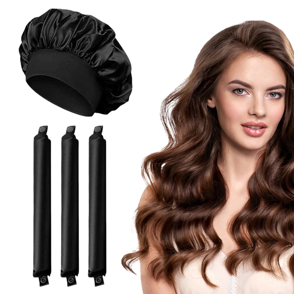 Satin Heatless Curling Rod Headband Set | No Heat Hair Curlers for Overnight Lazy C additional angle