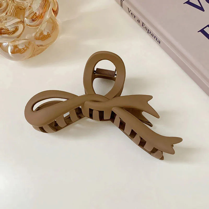 13CM Matte Hair Clips Vintage Ribbon Bow Hair Claws Crab Headwear Hairpins Shark Ponytail For Women Hair Accessories Barrettes