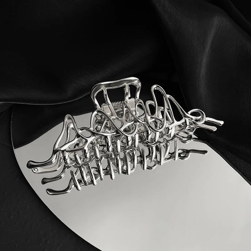 Large Metal Hair Claw Clip Irregular Hairpins Punk Style Hair Claws Barrettes Women Vint detail view