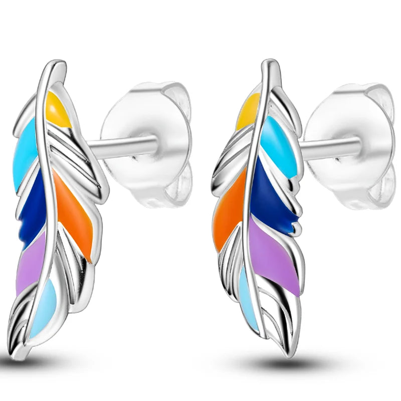 Colorful 925 Sterling Silver Hoop Earrings for Women | Classic Circle Earrings