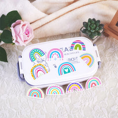 Rainbow Vinyl Stickers for Water Bottles Laptop Cup Phone | 50 Pack Cute Decals close-up view