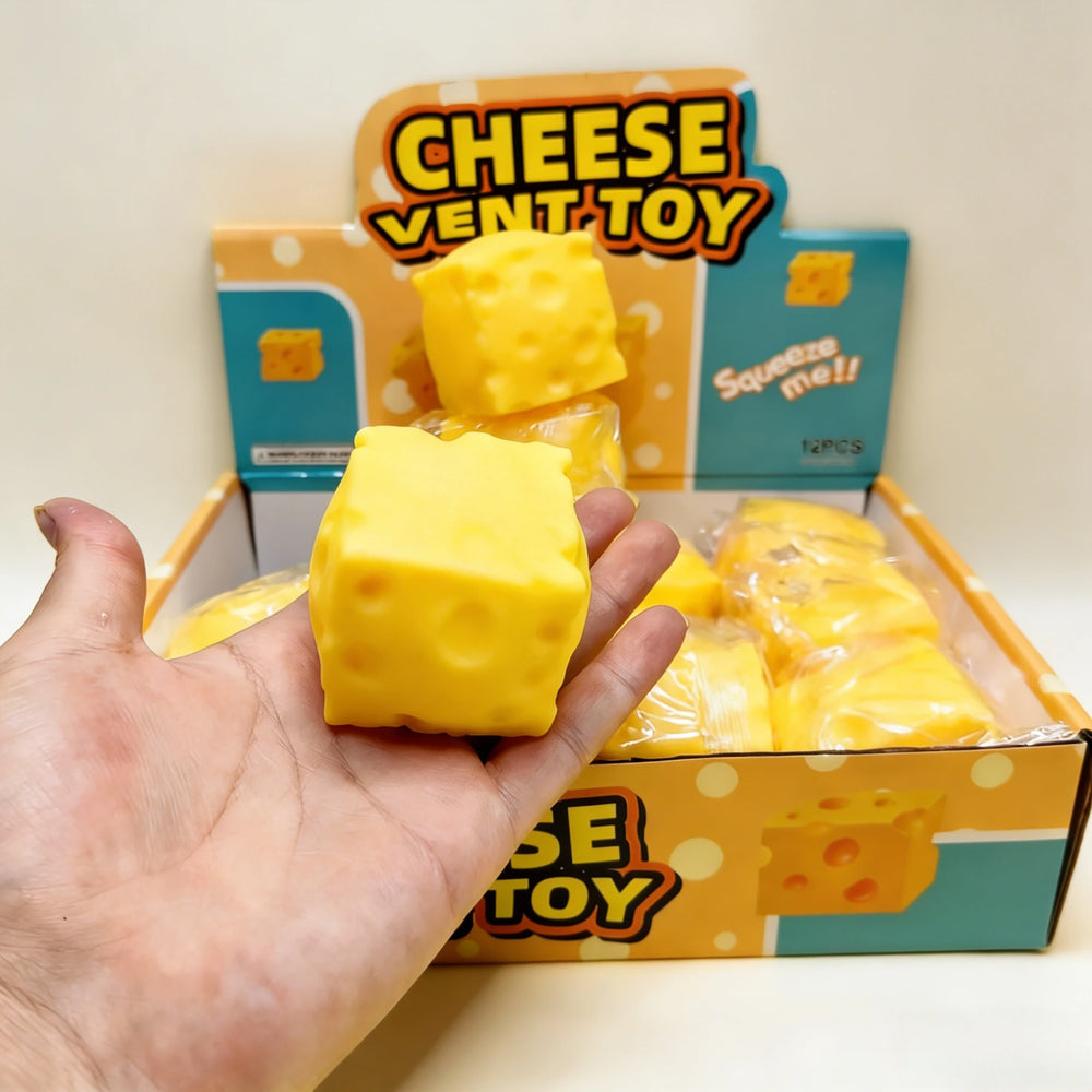 Squishy Square Cheese Squeeze Toys Rebound Push Stress Relief Sensory Toy Soft Butter close-up view