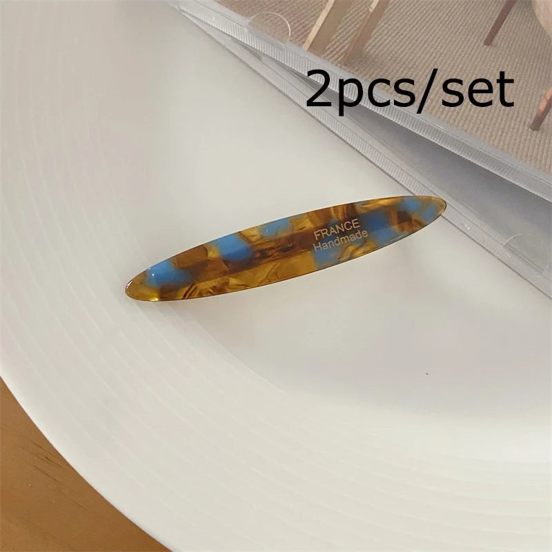 2pcs/set Acetate Hair Clips Hollowed Oval Geometric Barrettes Side Pins Hairpin Women Hair Accessories