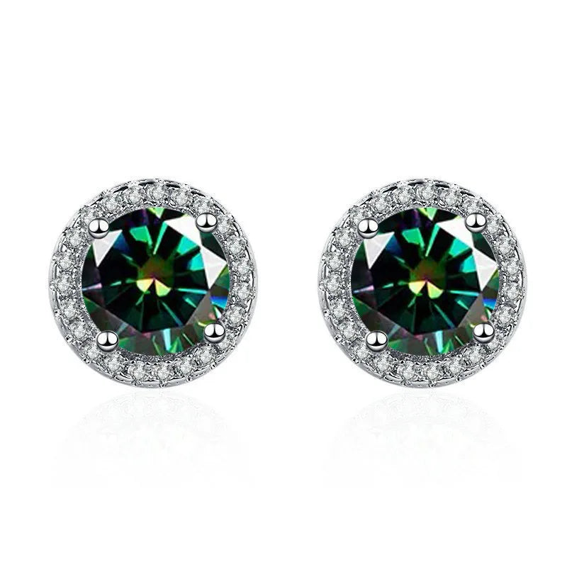925 Sterling Silver Stud Earrings | Zircon and Colored Gemstone Elegant Jewelry alternate view