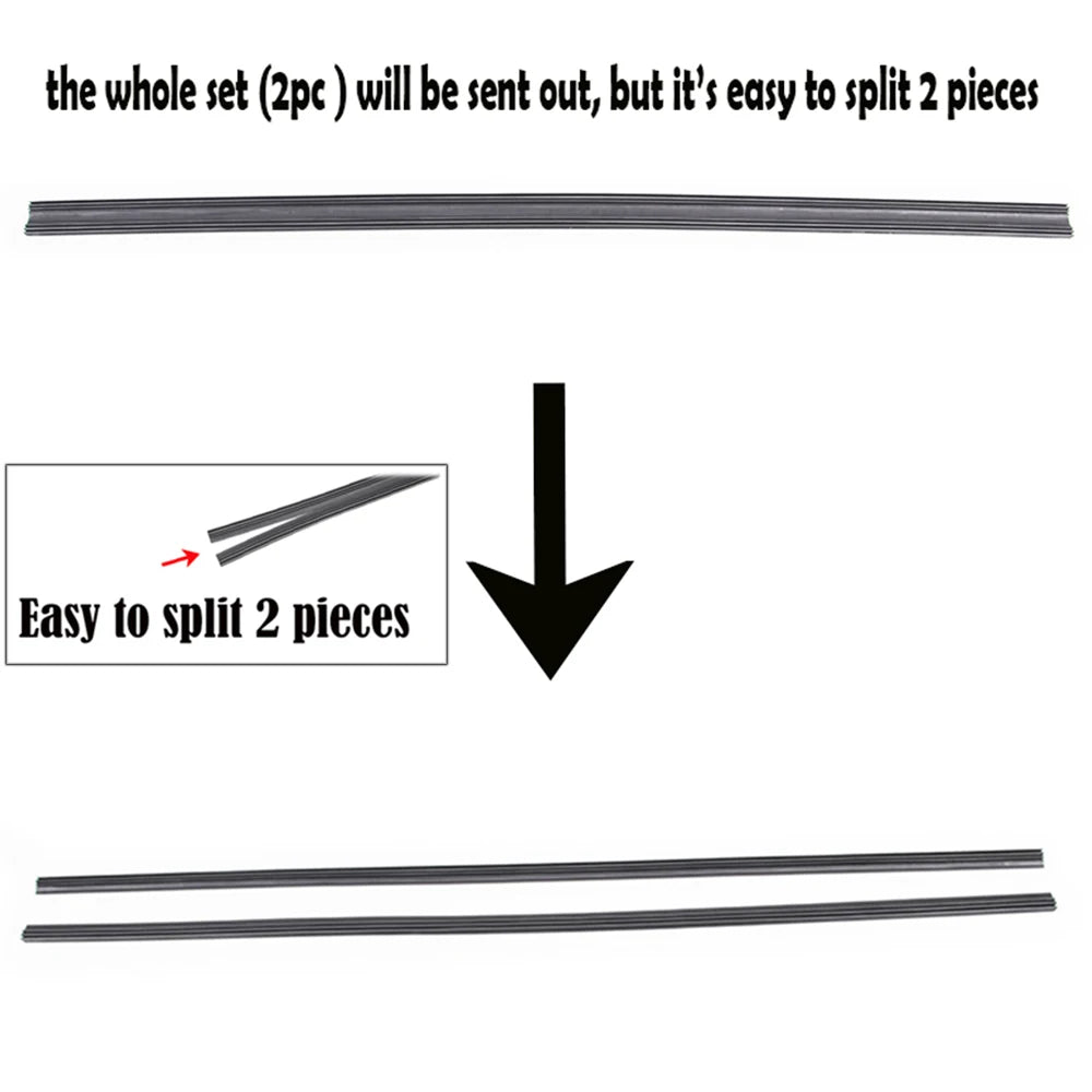 2Pc Bracketless Wiper Blade Refill 6mm 24" 26" Rubber