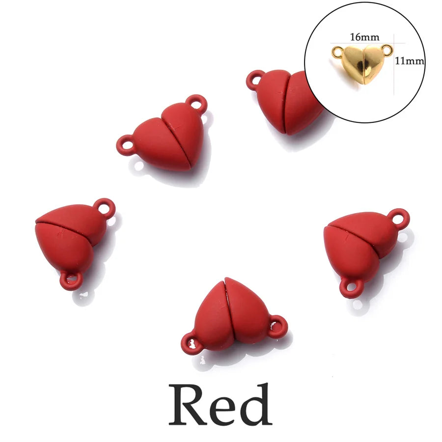 Heart Round Magnetic Clasps Set | DIY Jewelry Connector Charms close-up view