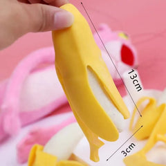 Peeled Banana Stress Ball | Cute Fruit Squishy Fidget Toy for Anxiety Relief close-up view