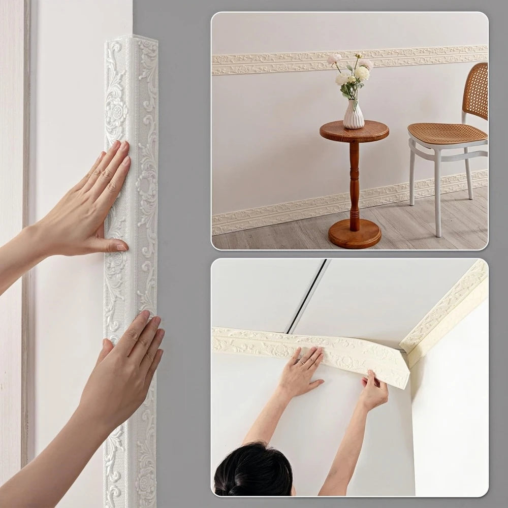 Self-Adhesive Wall Sticker | 2.3m x 12cm PVC Decorative Ceiling Corner Line additional angle