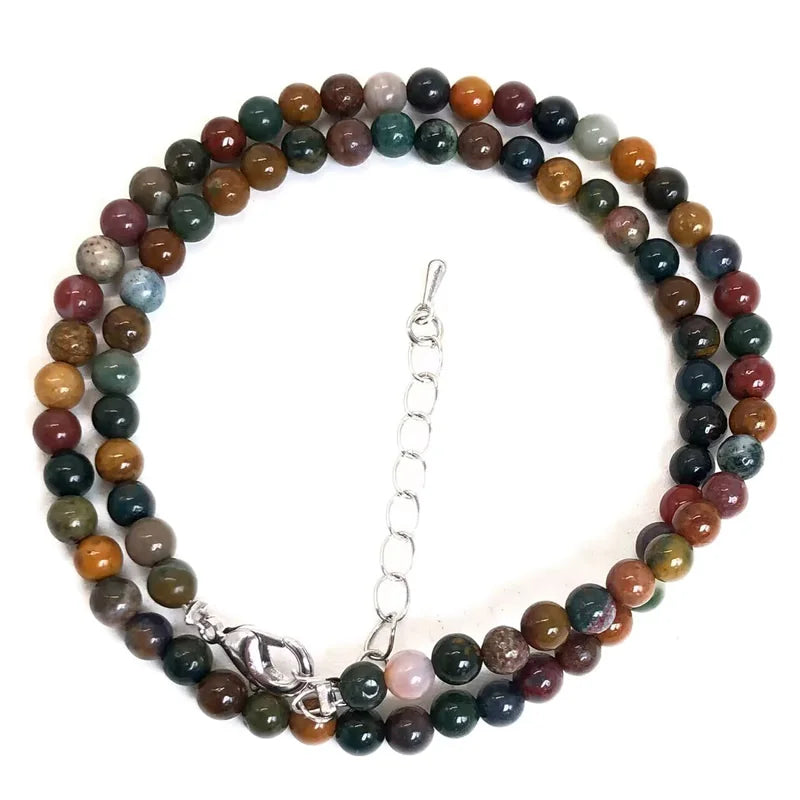 Natural Stone Bead Adjustable Necklace | Agate Opal Tigers Eye Quartz Crystal Jewelry alternate view