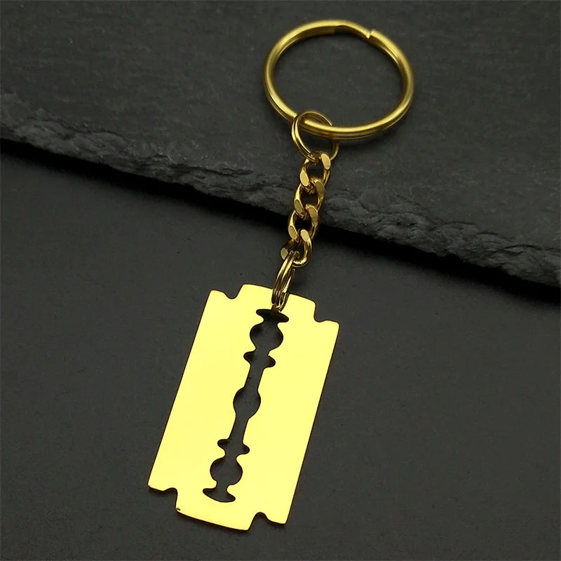 Gothic Blade Razor Pendant Necklace | Stainless Steel Black Goth Men's Chain additional angle