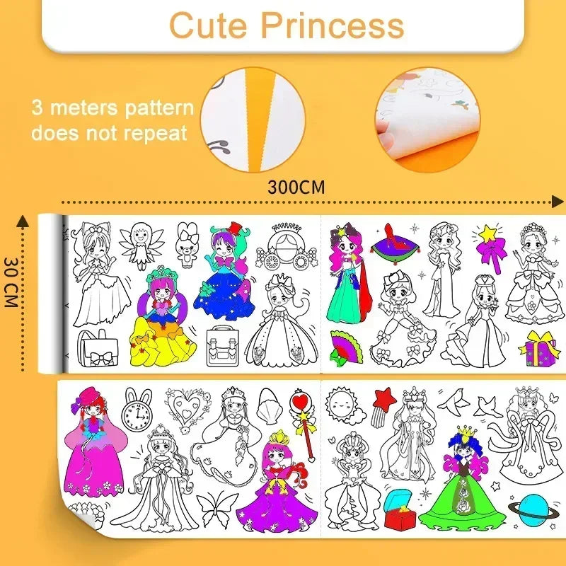 Children's Drawing Roll Sticky Color Filling Paper Graffiti Scroll Coloring Paper Rol lifestyle view