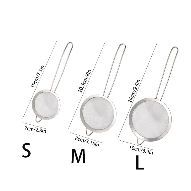 Set of 4 Multi-purpose Mesh Filter with Handle - Perfect for Tea, Juice, Flour, Soy Milk, Etc. - Kitchen Gadgets, Easy To Filter