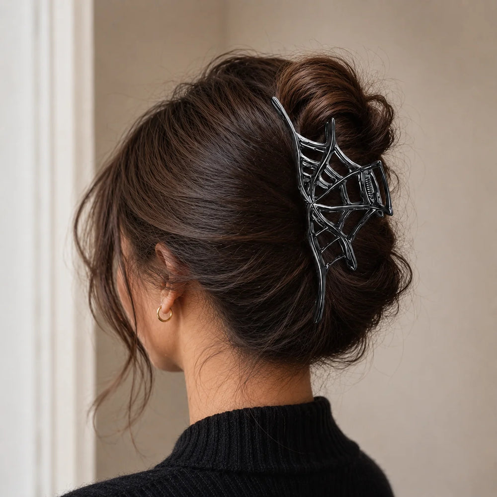 JIVELA Alloy Spider Web Hair Claw Clip Metal Gothic Jaw Clip for Women Girls Punk Hal alternate view