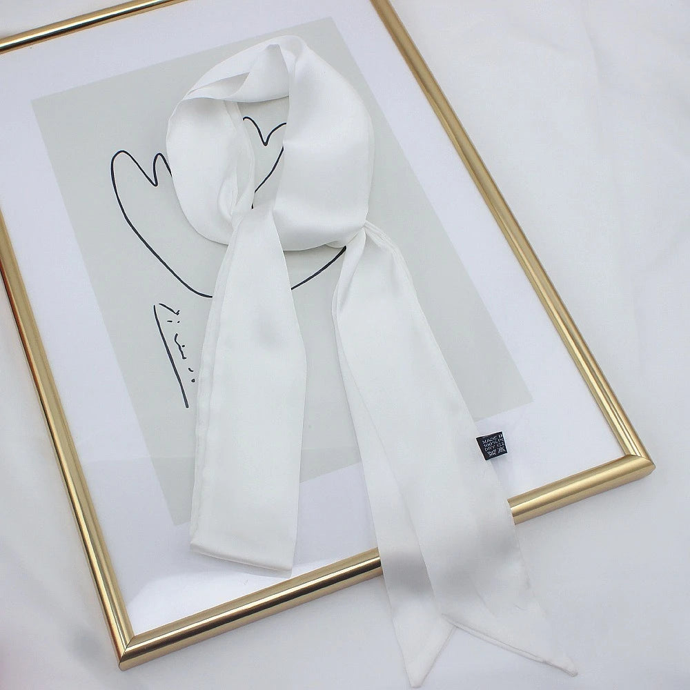 Delicate Long Hair Scarf Favor Silk Headband Neck Scarf Solid Color Hair Wrap Party S lifestyle view