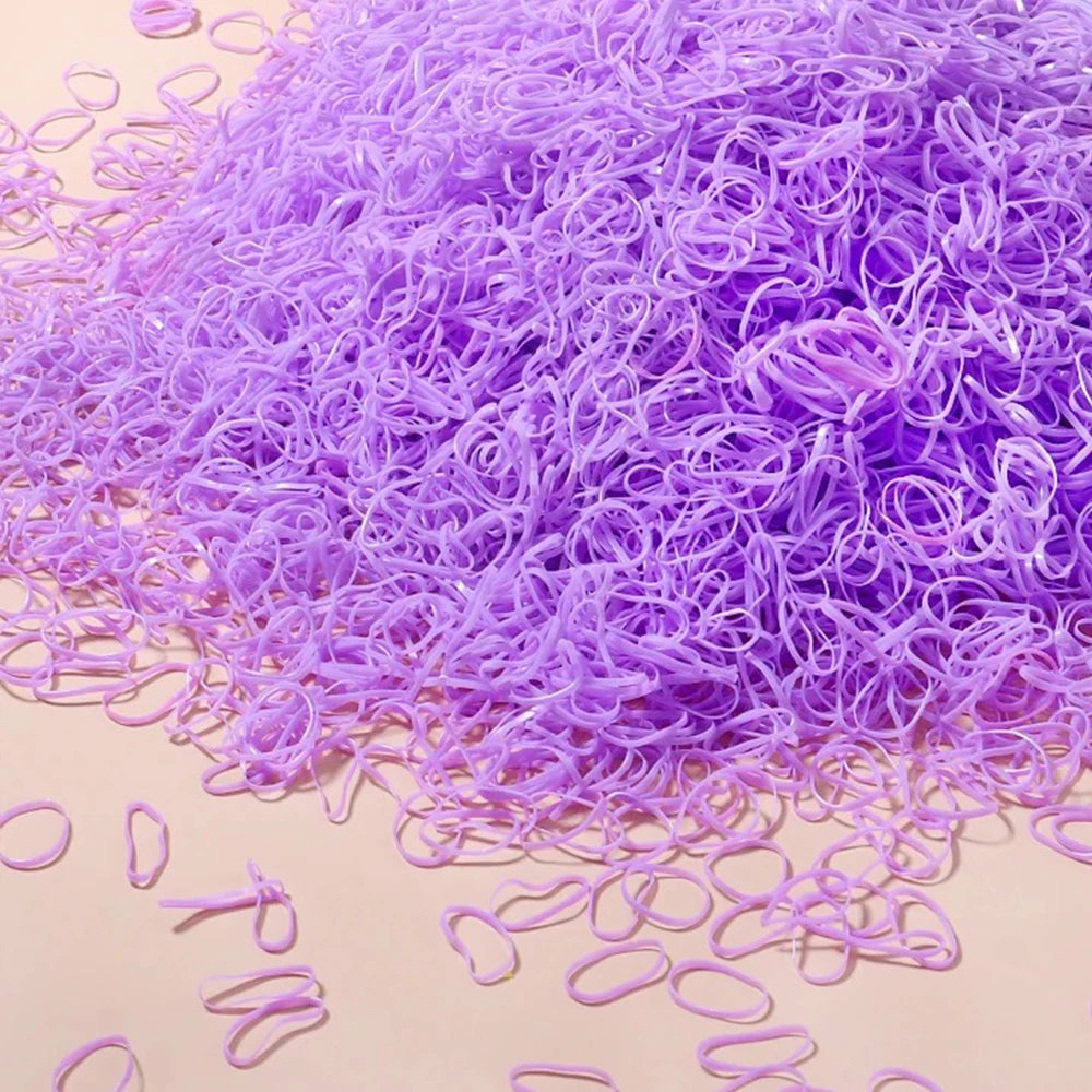 500/1000/2000pcs Girls Colourful Disposable Rubber Band Hair Ties Headband Children Pony detail view