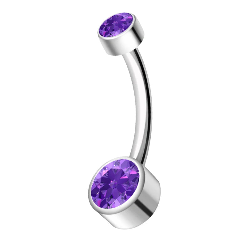 ASTM F136 Titanium Internally Threaded Navel Rings 10mm 12mm with round CZ Belly Butto close-up view