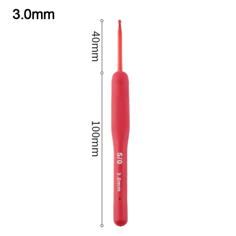 1Pcs Red Crochet Hook Silicone Handle Aluminum Hand Knitting Needles Crocheting Weave alternate view