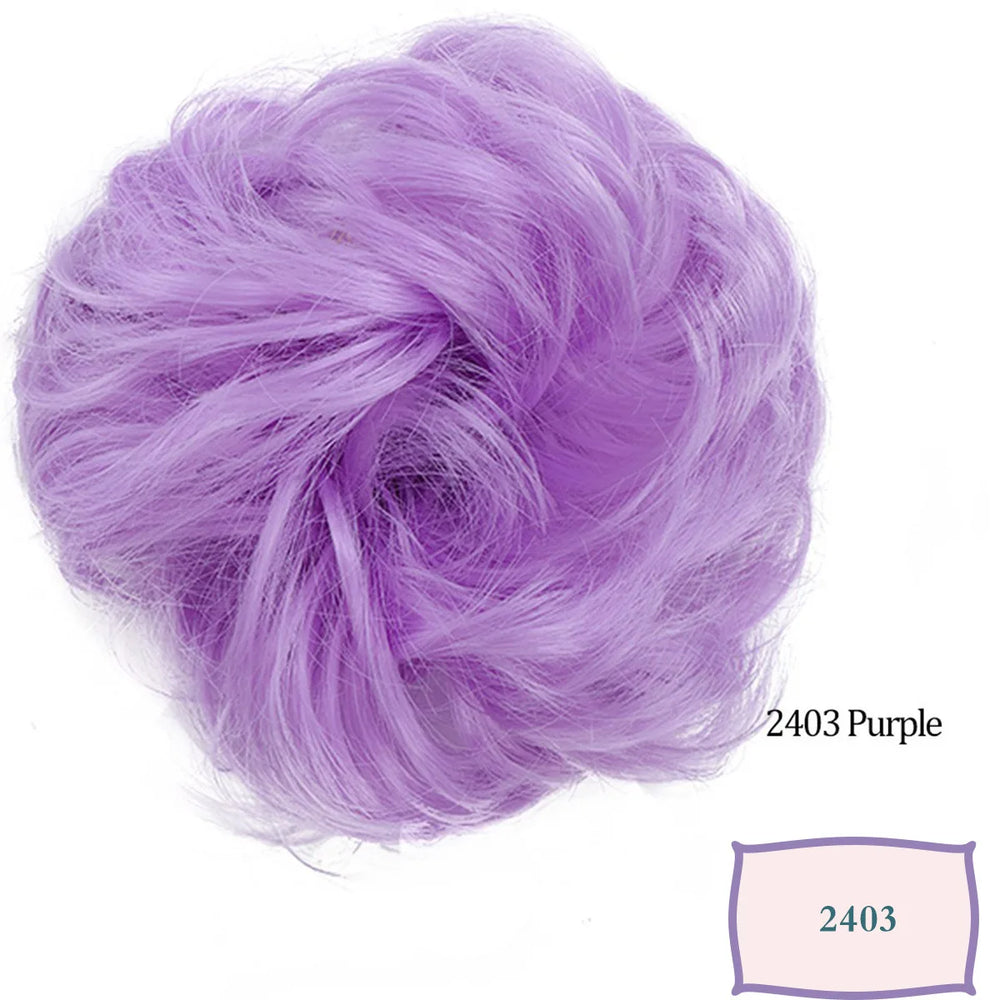 Synthetic Messy Hair Bun Chignon Scrunchies Fake Hair Band Braid Elastic Hairpiece Tai close-up view