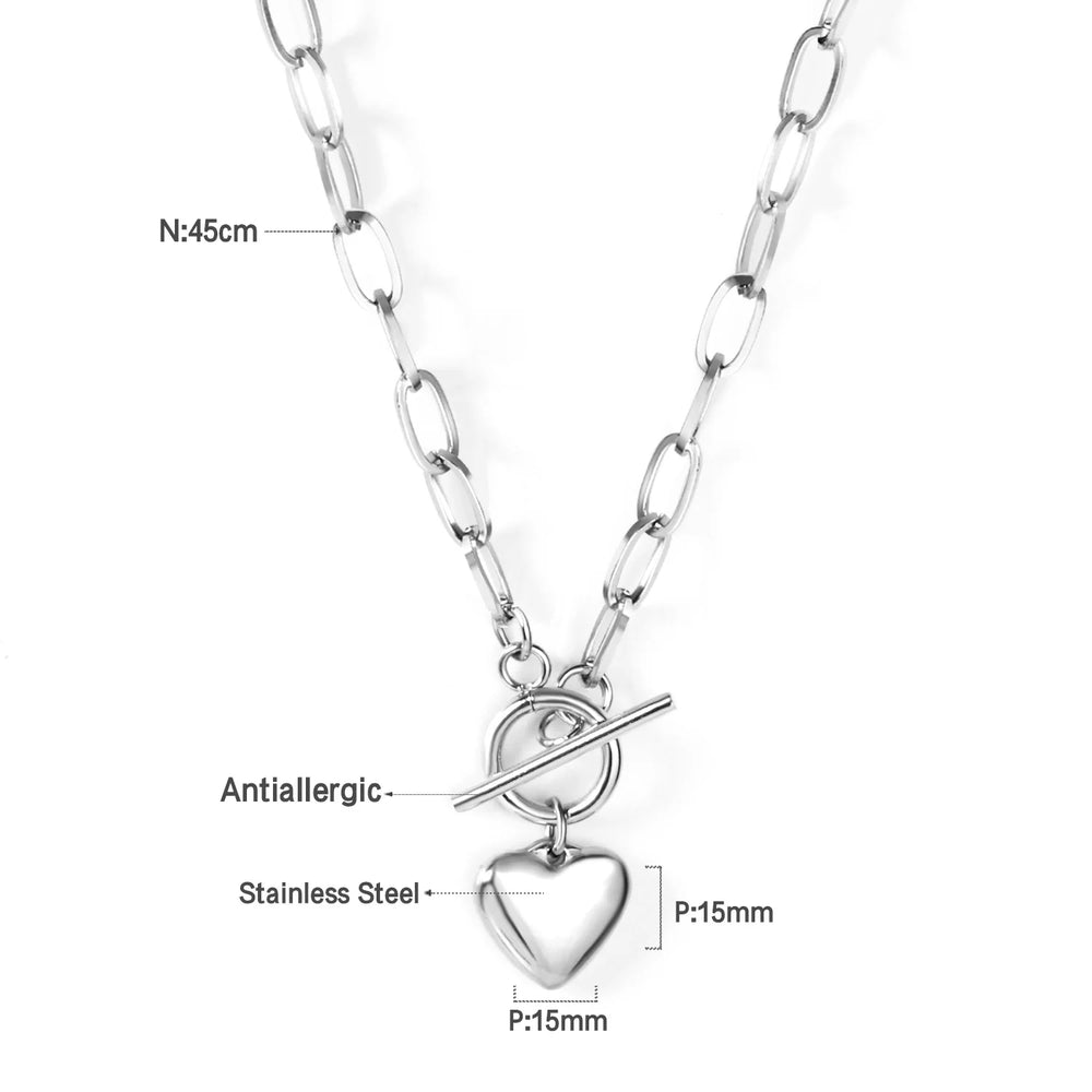 ASONSTEEL Heart Pendant Necklace | Romantic Gold Stainless Steel Choker for Women detail view