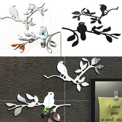 3D Mirror Birds Branch Wall Stickers | Removable Decorative Wall Art for Home alternate view
