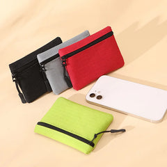 Women Mini Zippers Canvas Coin Purse | Compact Wallet with Keychain detail view