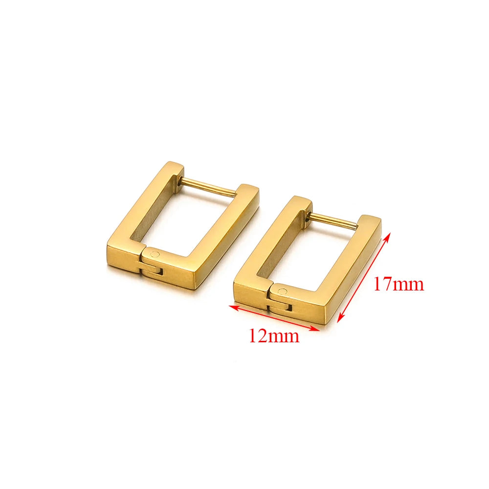 2pcs Geometric Stainless Steel Hoop Earrings | Trendy Daily Wear for Men Women detail view