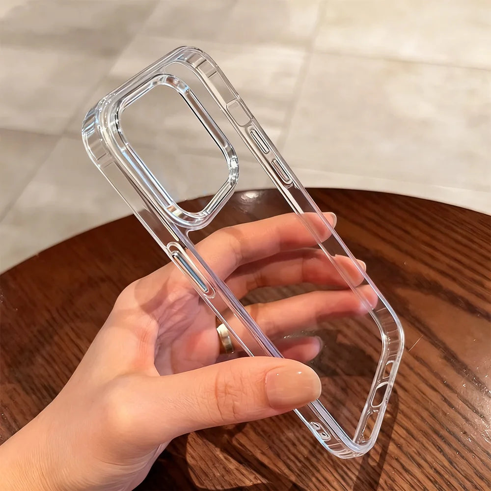 Luxury Transparent Phone Case For iPhone Duo 18 17 16 15 14 Plus 13 12 11 Pro Max Shockproof HD Clea