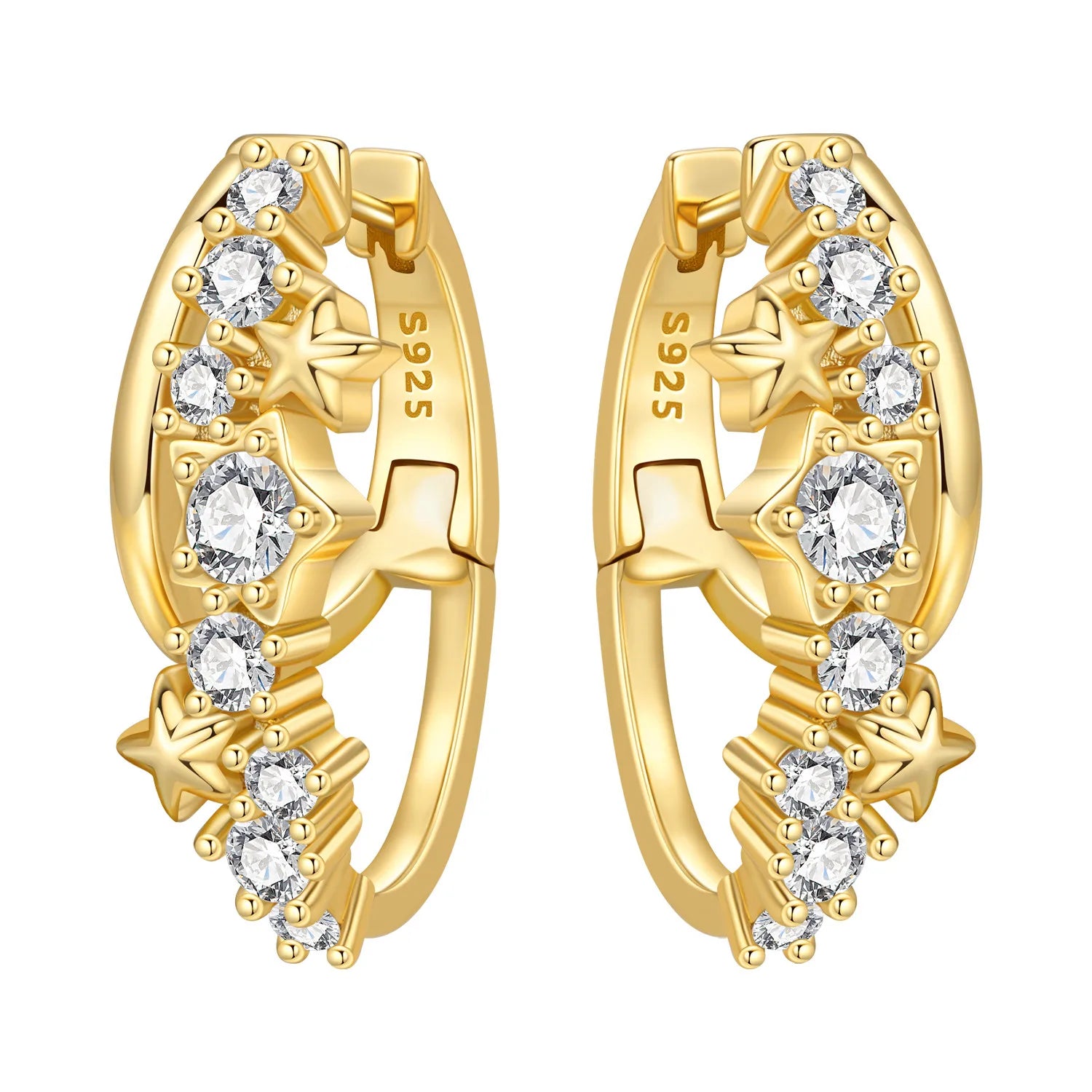 Orstarry S925 Sterling Silver 18k Gold Modern Square Earrings Hoop Earrings For Women close-up view