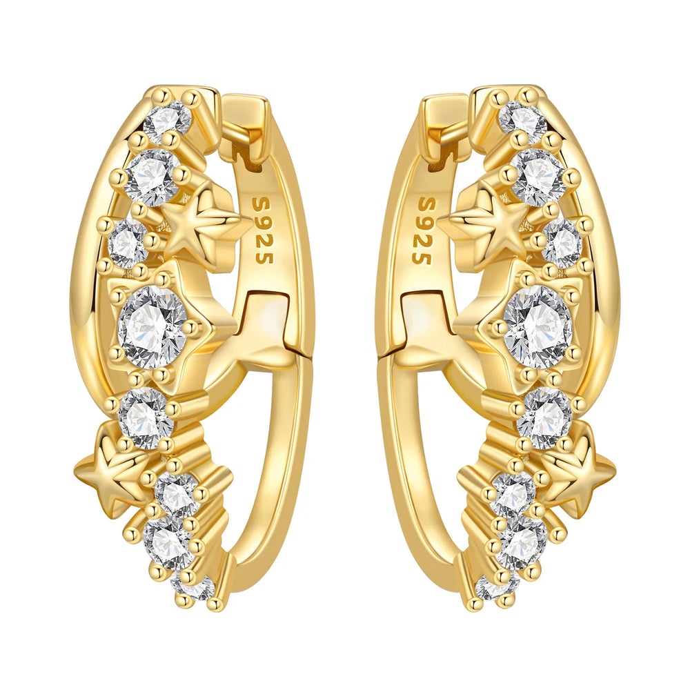 Orstarry S925 Sterling Silver 18k Gold Modern Square Earrings Hoop Earrings For Women close-up view