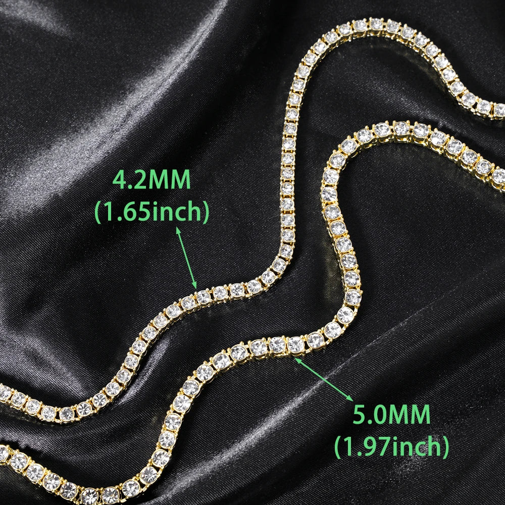 Hip Hop 5MM Tennis Chain Iced Out Bracelet Necklace Men Fashion Silver Color Tennis J alternate view
