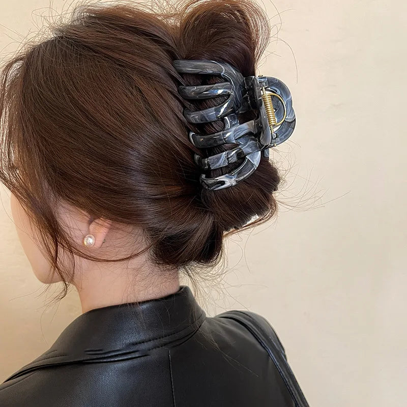 Korean Style Acrylic Pumpkin Hair Clip for Woman Elegant Temperament Shark Clip Fashion Girl's Ponytail Hair Clamp
