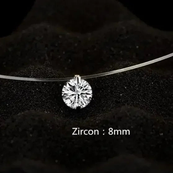 1ct Moissanite Diamond S925 Sterling Silver Invisible Transparent Fishing Line Clavicle detail view