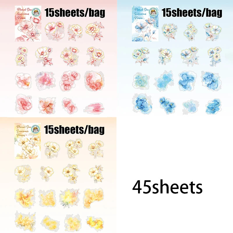 Mr Paper 45pcs Floral Landscaping Foil Stamping Stickers DIY Handbook Calendar Card Diar detail view