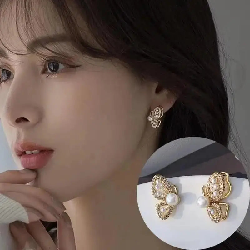 Korean Fashion Seven Star Zircon Earrings | Luxury Crystal Stars Stud Earrings additional angle