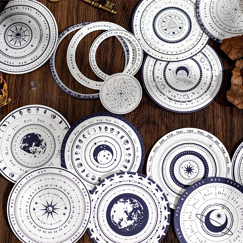 Vintage Round Stickers for Journaling | 24pcs Retro Collage Label Pack detail view