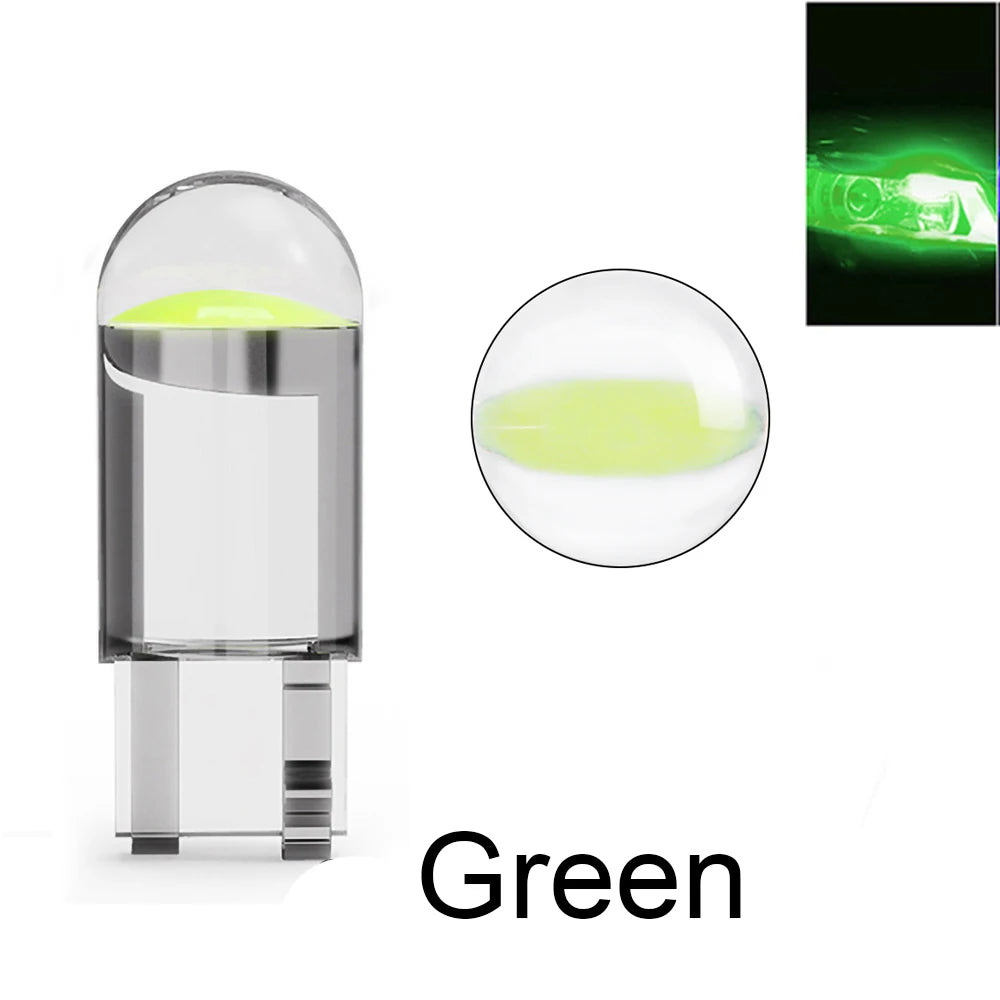 2/10pcs W5W 194 T10 Glass Housing Cob LED Car bulb 3000K 6000K White Blue Red Wedge L alternate view