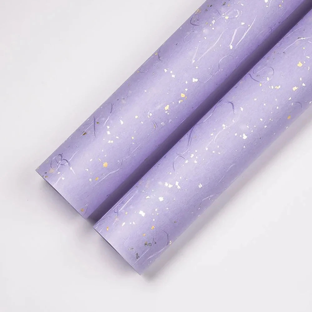 Korean Floral Wrapping Paper Set | 5 Sheets with Gold and Silver Sparkles additional angle