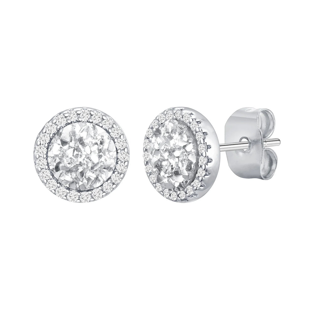 Vnox Black Crystal Round Circle Earrings for Men, Full Blue CZ Stone Ring Stud Earr additional angle