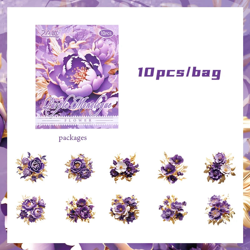 Mr. Paper, 6 Styles, 10pcs/pack, Dreamy Simulation Flower Stickers,Scrapbook Collag additional angle