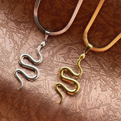 Long Snake Pendant Necklace | Flat Chain Choker for Women
