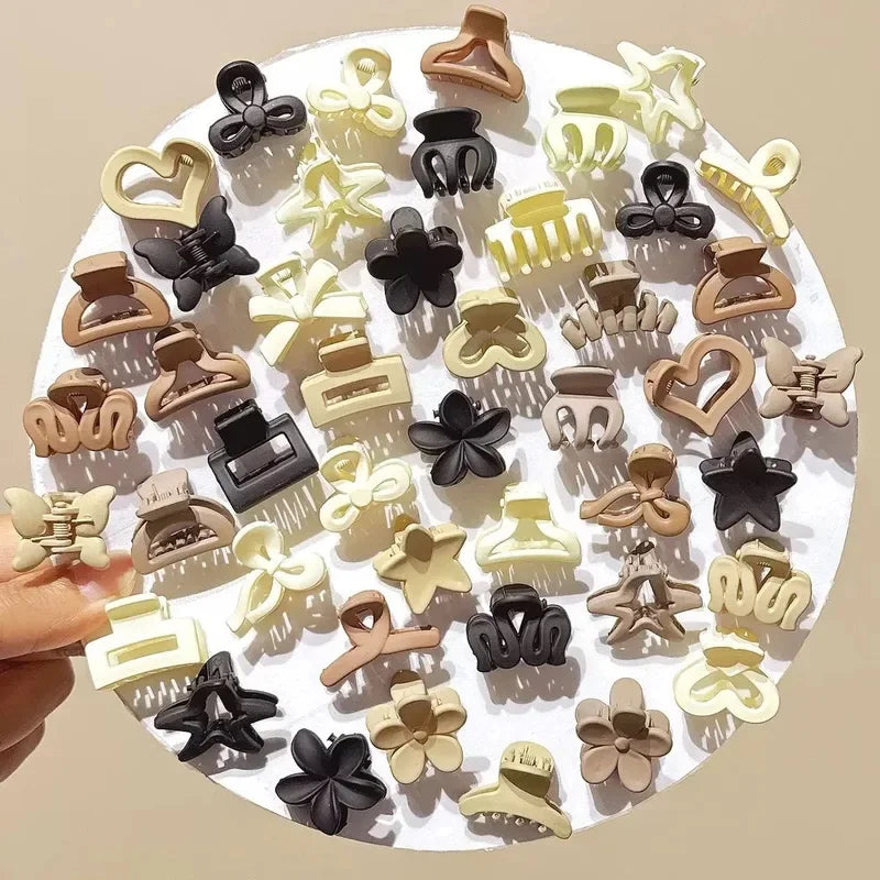 10/20/30Pcs Small Flower Hair Claw Clips for Women Girls Matte Rectange Jaw Clips Semicircle Barrettes for Thin Hair