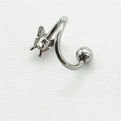 1pcs Cute Stainless Steel Spiral Butterfly Stud Earrings,Hypoallergenic Daith Tragus H close-up view